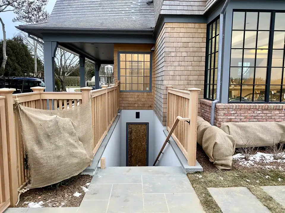 Custom clear cedar gate and architectural fence detail in Southampton