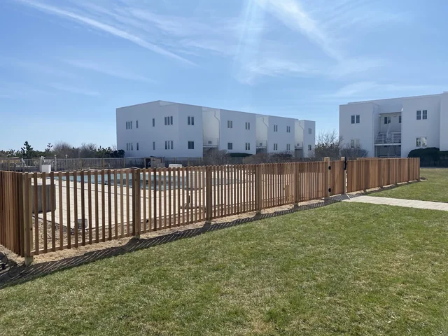 Custom Cedar Pool Fence for a Condominium in Montauk, New York