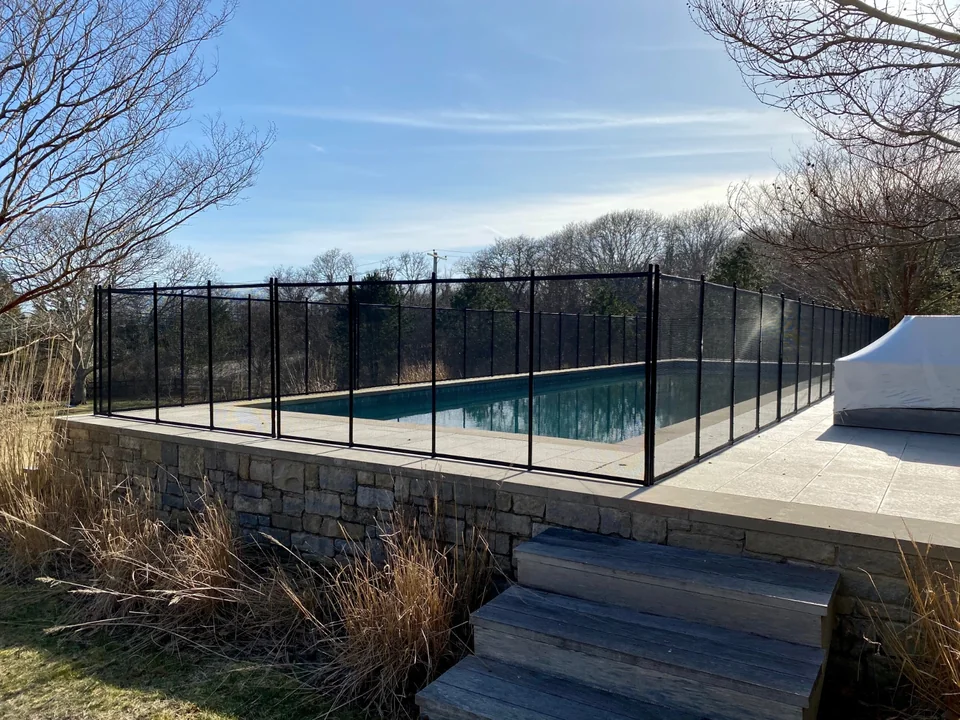 All-black Guardian Premier removable pool fence in Montauk, New York