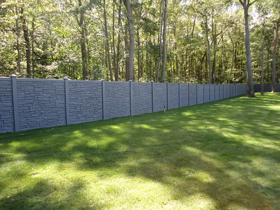 SimTek stone-look privacy fence in Suffolk County